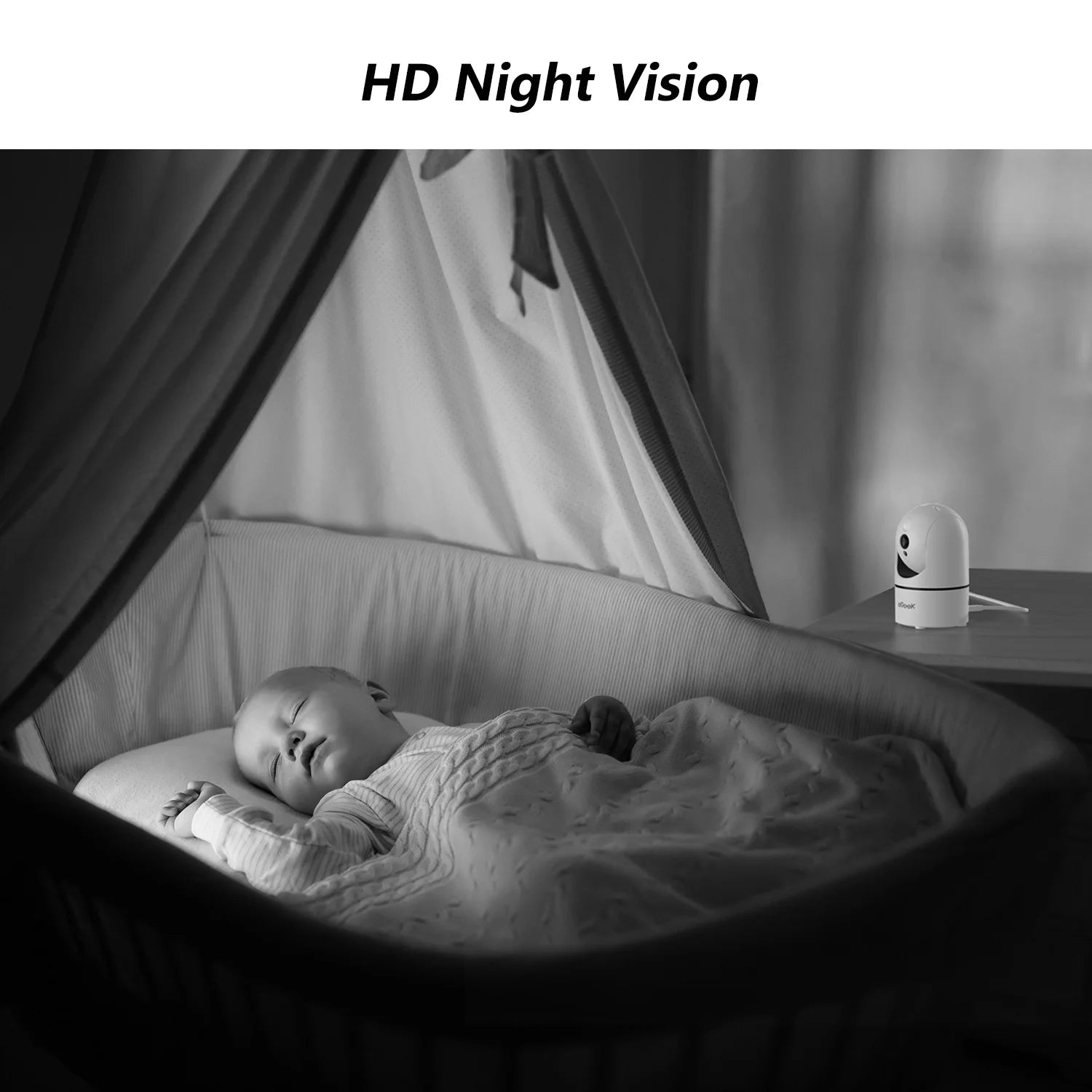 Wifi Indoor Security Camera, 360° PTZ 1440P Smart Security Camera for Home Baby Pet, IR Night Vision, Motion Detection, Two-Way Audio, Compatible with Alexa