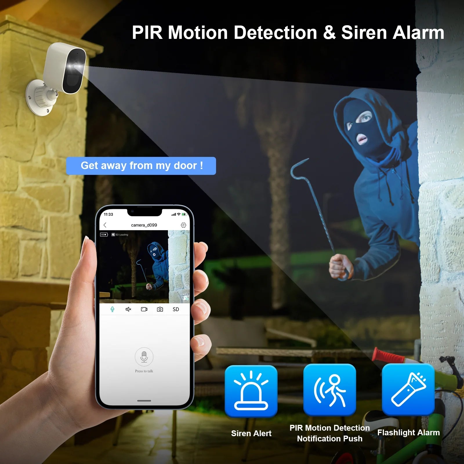 Outdoor Wireless Security Camera, 4MP 1080P, Color Night Vision, 2-Way Talk, Motion Detection, Includes Accessories