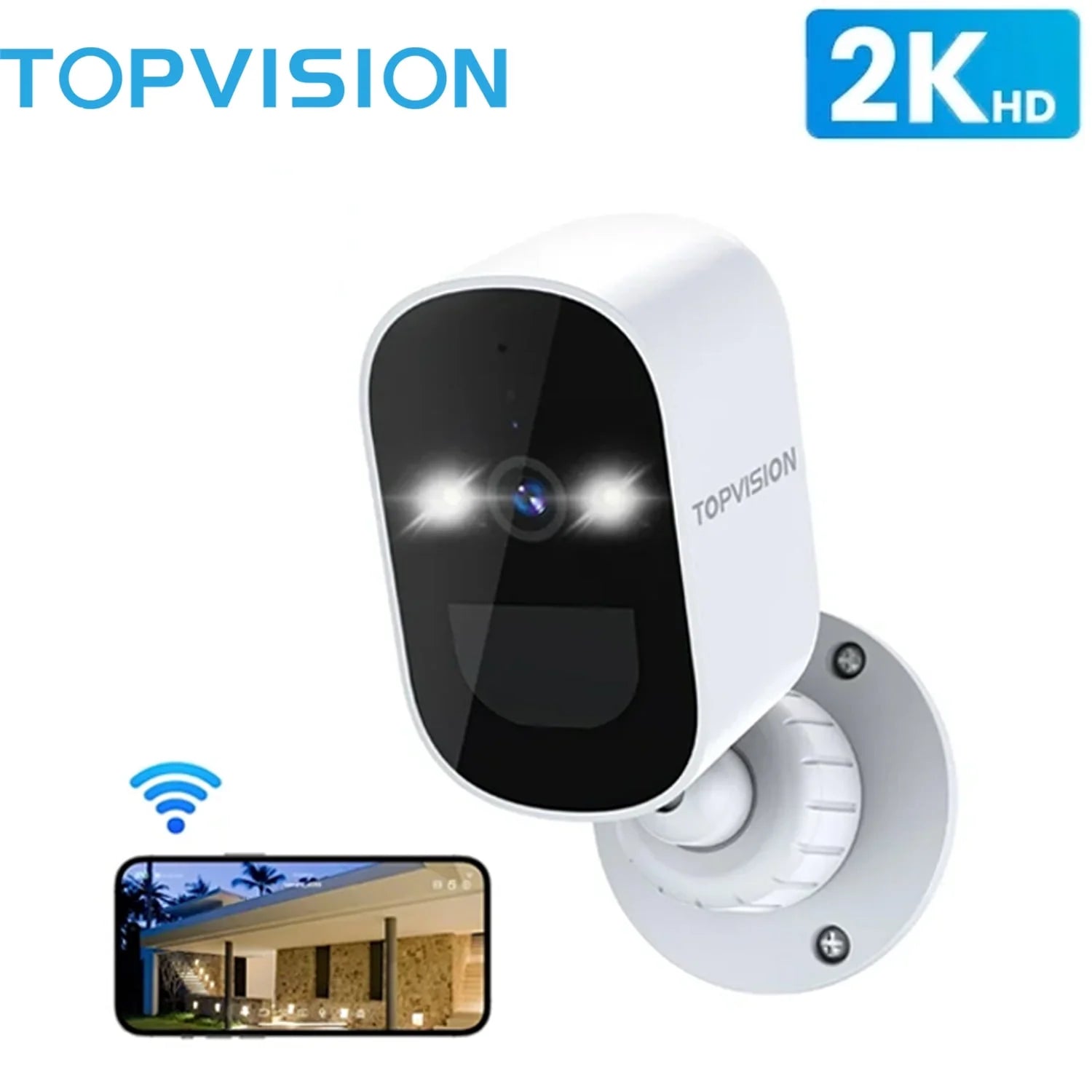 Outdoor Wireless Security Camera, 4MP 1080P, Color Night Vision, 2-Way Talk, Motion Detection, Includes Accessories